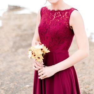 Maroon bridesmaid dress